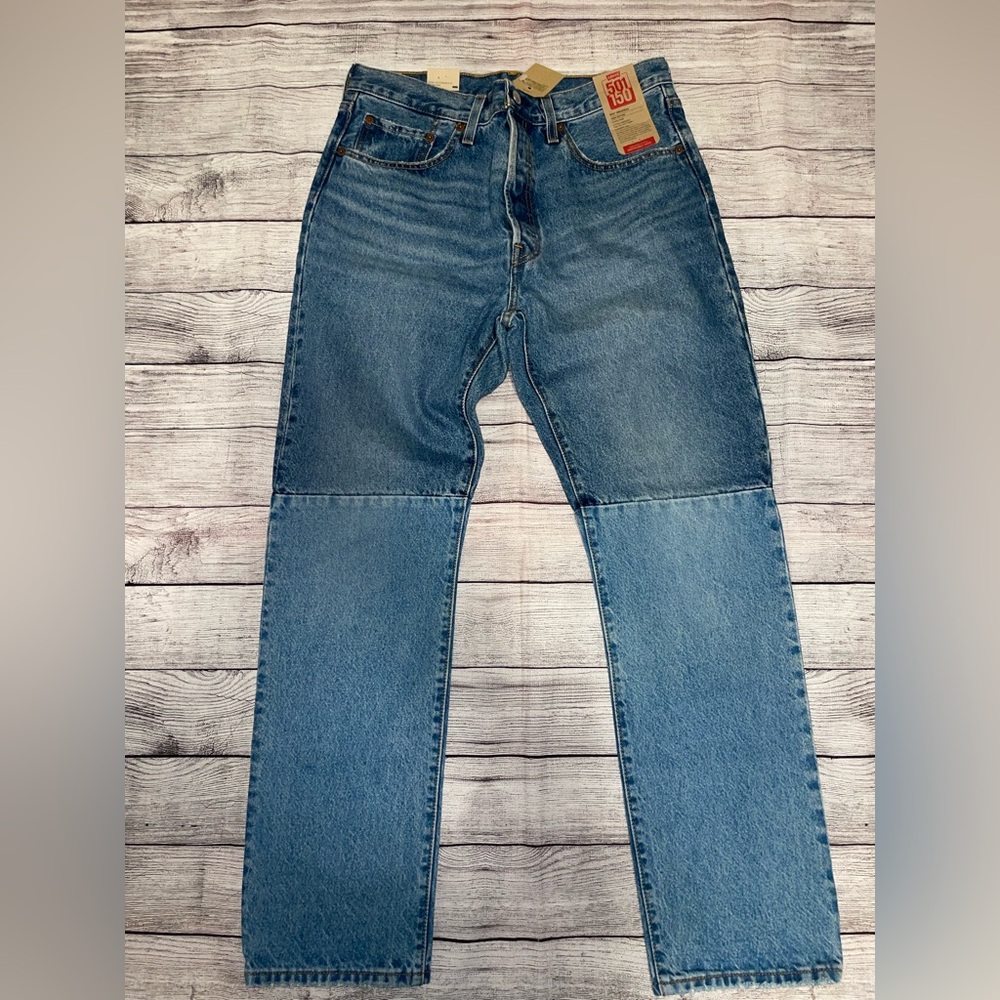 Levi's Blue Straight-Leg Jeans with Paneled Design